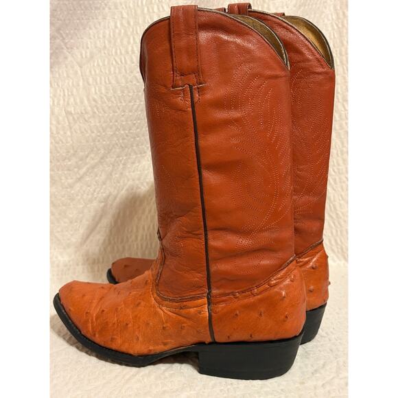 VTG Full Quill Ostrich Handmade Mexico Cowboy Boots Men’s 8.5 Mex 26.5 Cognac main image 16